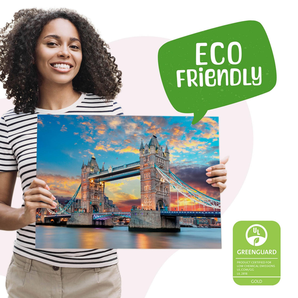 LEINWANDBILD Brücke Tower Bridge London Architektur 3D 120x80 - Blau/Beige, Textil (120/80cm) - Muralo