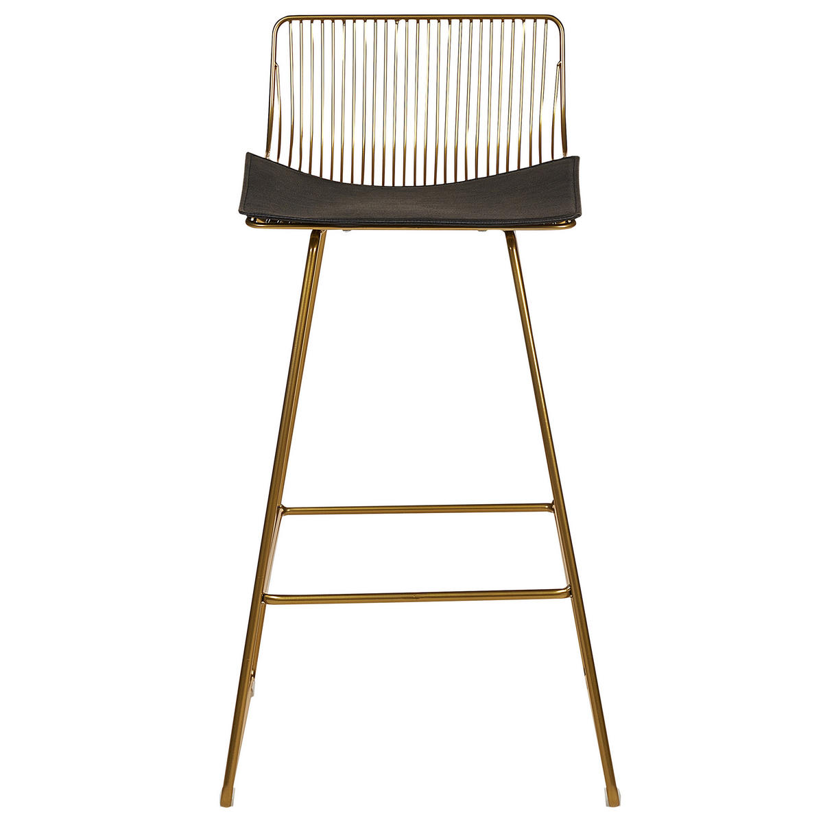 BARSTUHL 2er-Set Metall/Kunstleder gold Fredonia - Goldfarben/Schwarz, Metall (50/97/49cm) - Beliani