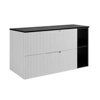 BADEZIMMERSCHRANK : weiß/schwarz, 100 (80 + 20) x 58,6 x 46 cm - Schwarz/Weiß, Holzwerkstoff (100/58.6/46cm) - 3XE LIVING