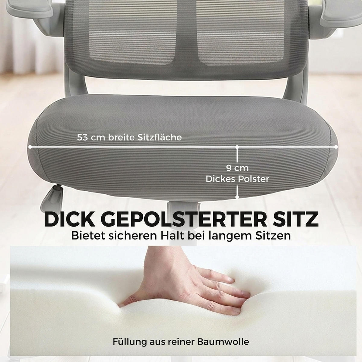 BÜROSTUHL Sperrholz Polypropylen Grau - Grau, Kunststoff/Textil (69.5/120/64cm) - HOMCOM