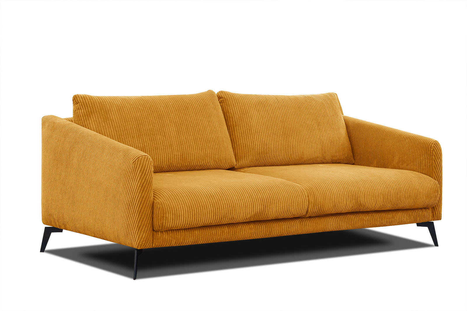 SOFA VILT 3-Sitzer, honig - Schwarz/Honig, Holzwerkstoff/Kunststoff (202/89/94cm) - Courtois Laville