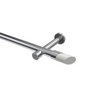 GARDINENSTANGEN-SET Prestige Verano 600 cm (geteilt in 3 x 200 cm), 1-läufig (ohne Ringe), 20 mm Ø Chrom - Chromfarben/Weiß, Metall (600cm) - INTERDECO