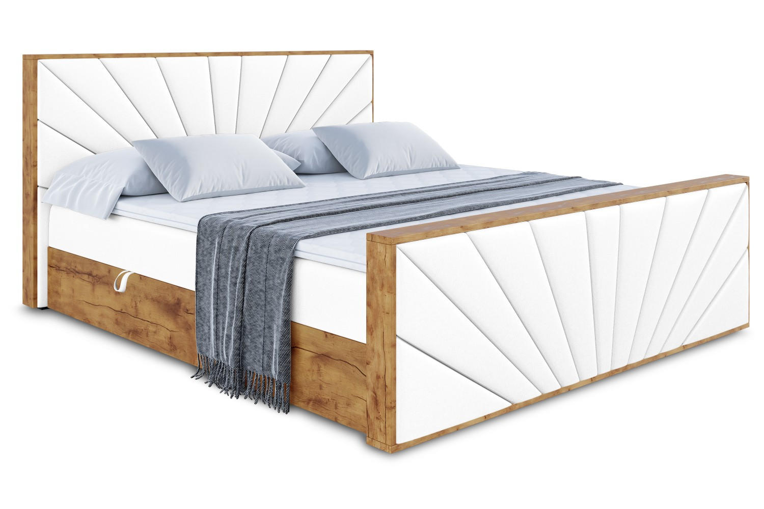BOXBETT mit Matratze H3 und Lattenrost - LOLLI6-Z - 160x200 - Weiß Kunstleder - Weiß, Holzwerkstoff (160/200cm) - ALTDECOR