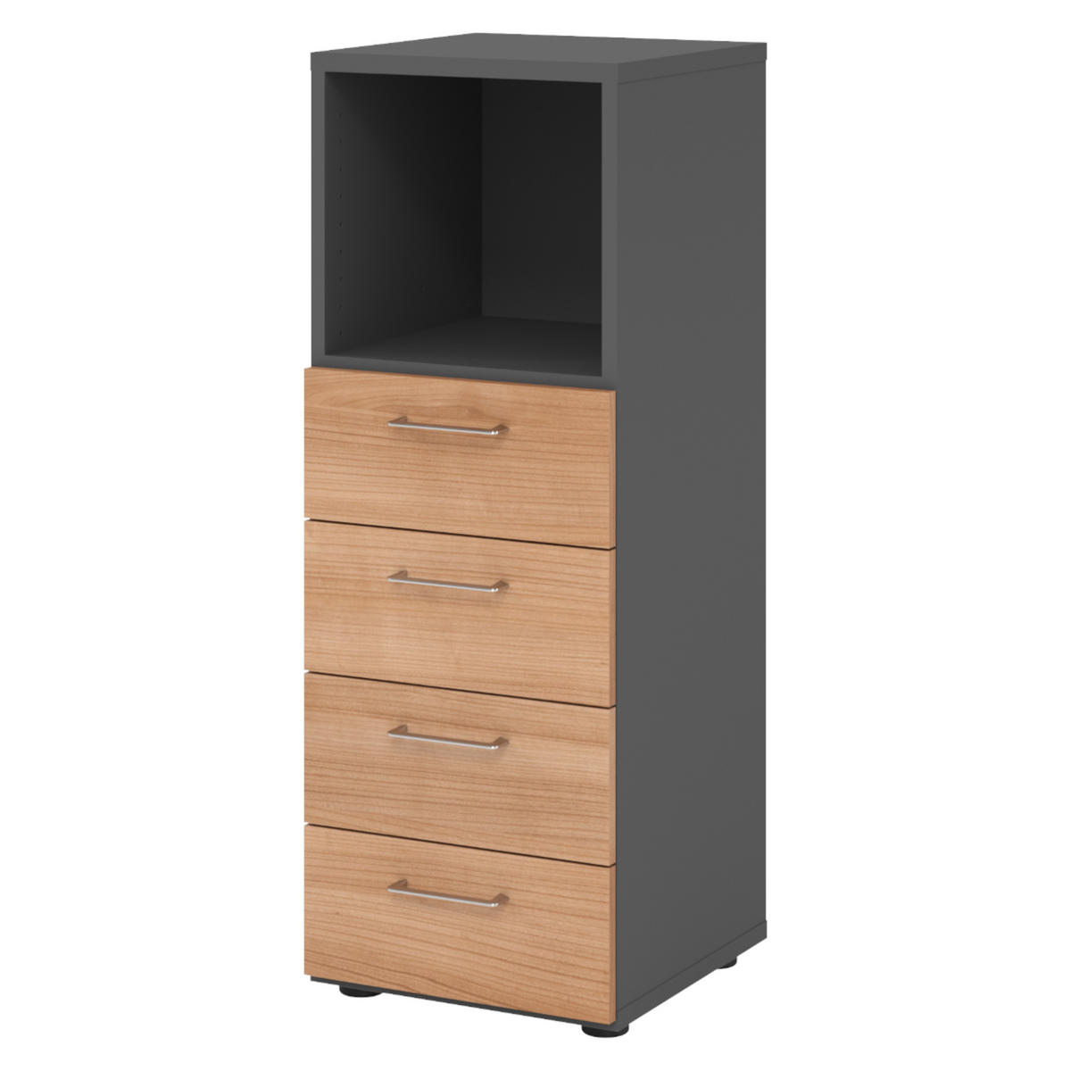 SCHUBLADENSCHRANK - 4 Schübe 42/40/110 cm in Graphitfarben/Nussbaumfarben - Nussbaumfarben/Graphitfarben, Holzwerkstoff (40/110/42cm) - bümö