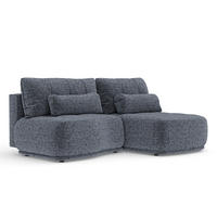 ECKSOFA MIT SCHLAFFUNKTION Marineblau Webstoff - Schwarz/Dunkelblau, Holz/Holzwerkstoff (223/158cm) - Maison de Reve