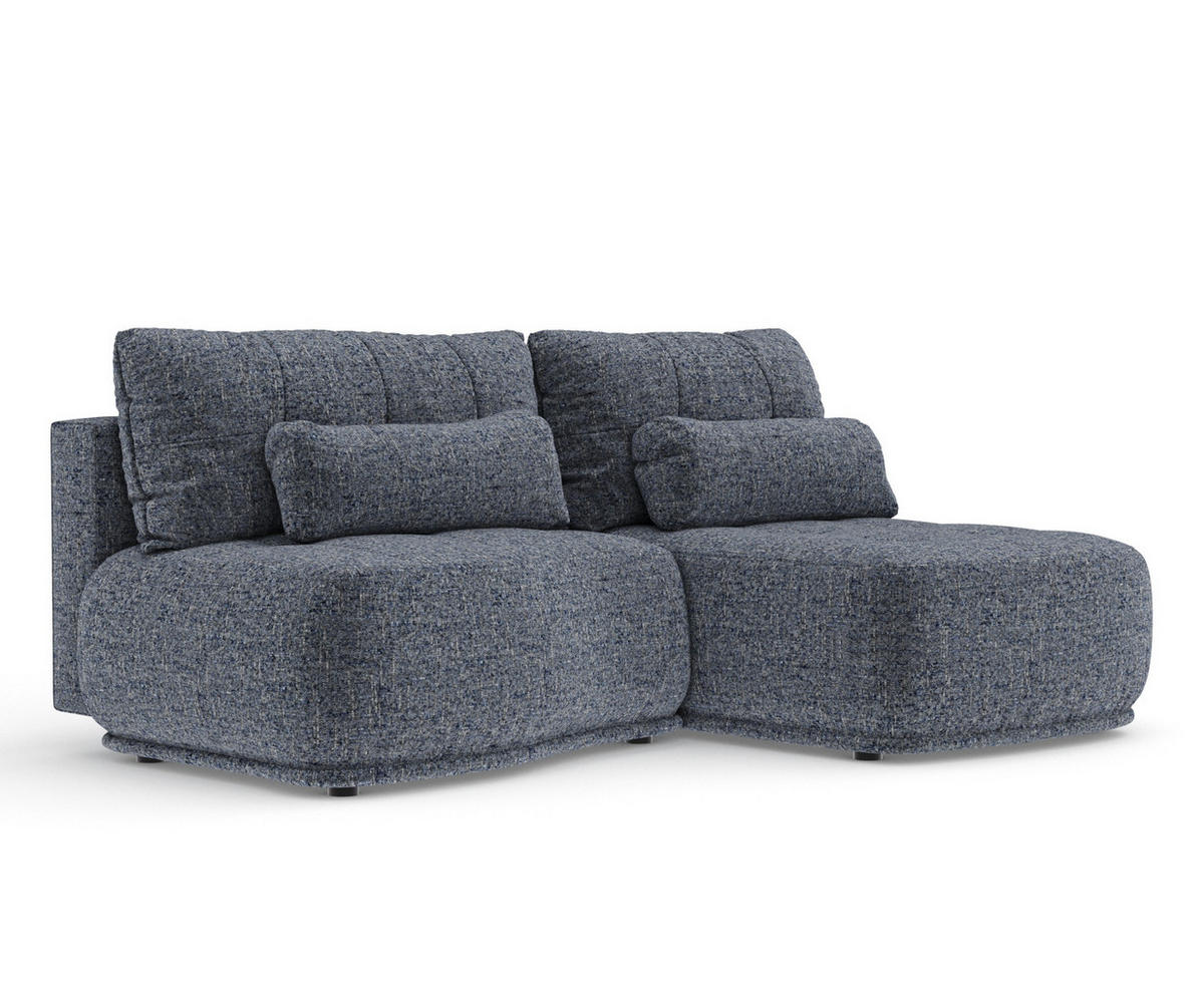 ECKSOFA MIT SCHLAFFUNKTION Marineblau Webstoff - Schwarz/Dunkelblau, Holz/Holzwerkstoff (223/158cm) - Maison de Reve