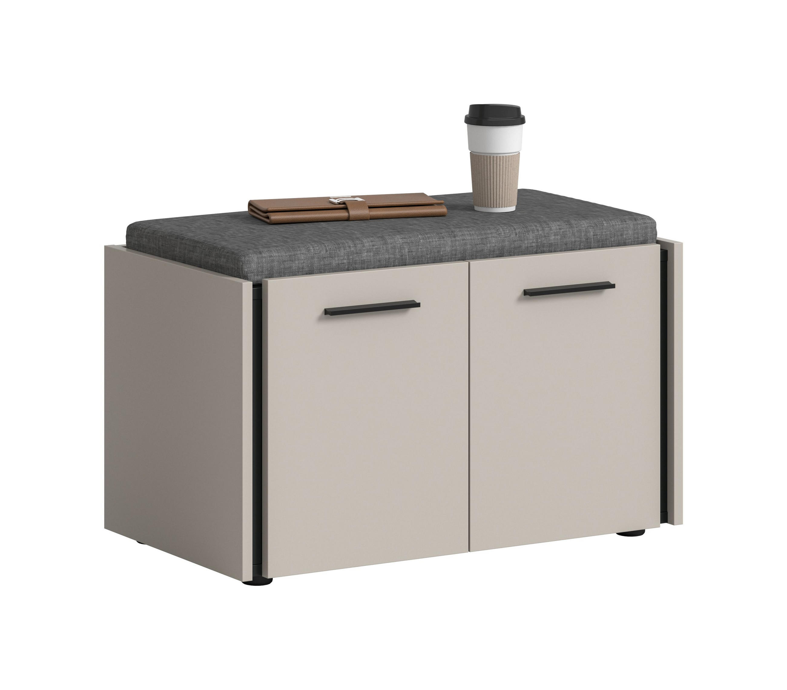 SITZBANK INKL. SITZKISSEN Emil Kaschmir 75/40/42 cm - Beige, Holzwerkstoff (75/42/40cm) - Xonox