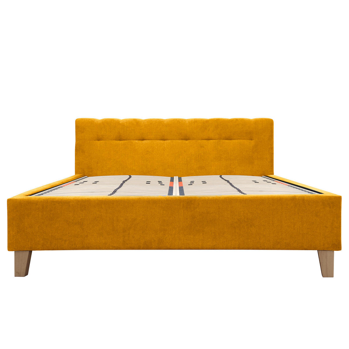 POLSTERBETT - Samt - Gelb, Textil (200/200cm) - home24