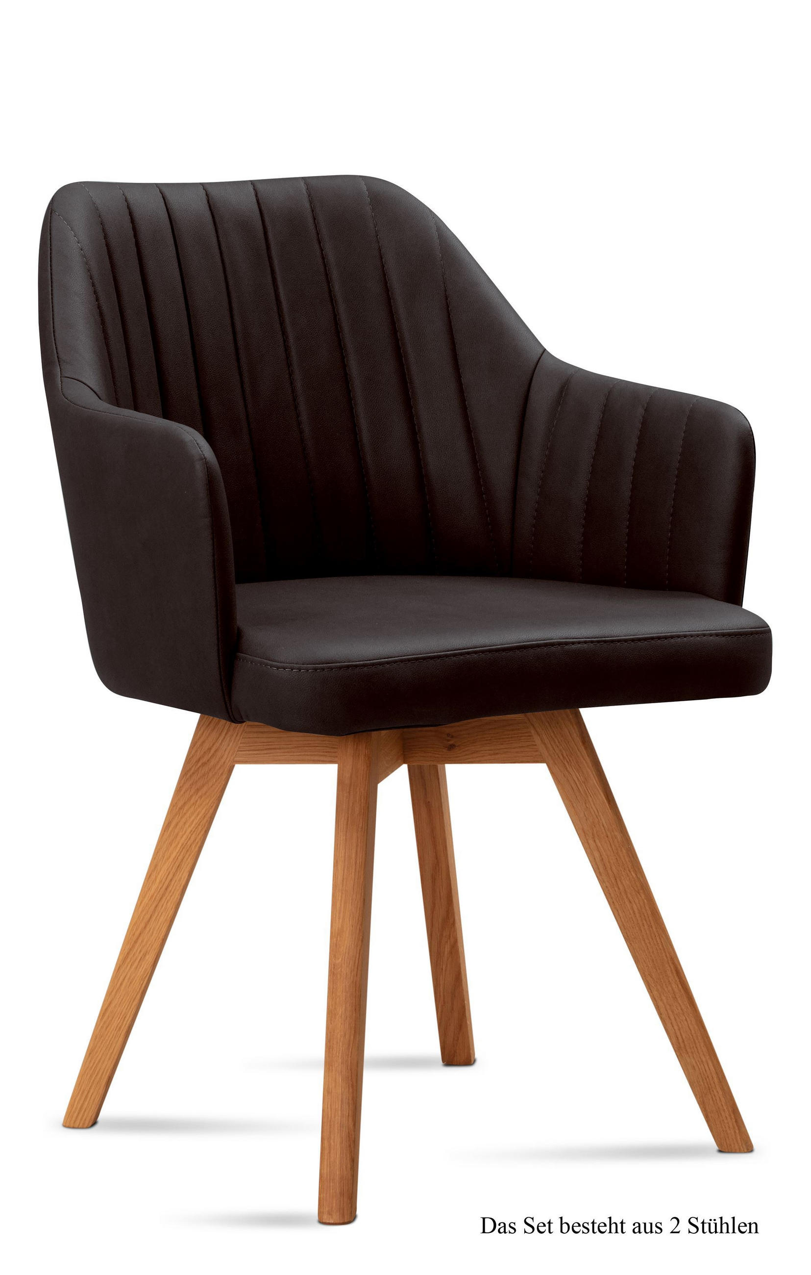 ARMLEHNSTUHL (2er-Set) Domna 58x81x60 Eiche geölt/Espresso - Eichefarben/Dunkelbraun, Kunststoff (60/81/58cm) - 58aufmkessel