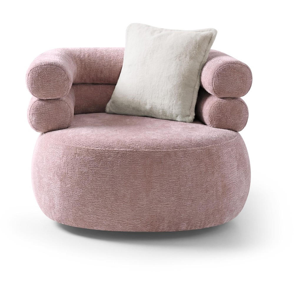 SESSEL Nano, Drehsessel mit runder Form, Rosa - Rosa, Textil (95/75/95cm) - Beautysofa