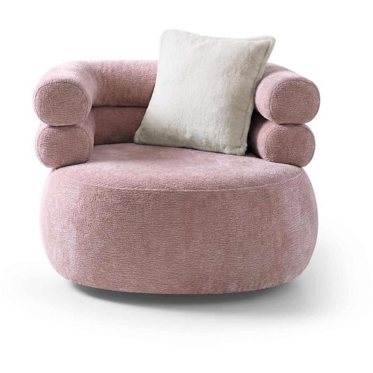 SESSEL Nano, Drehsessel mit runder Form, Rosa - Rosa, Textil (95/75/95cm) - Beautysofa