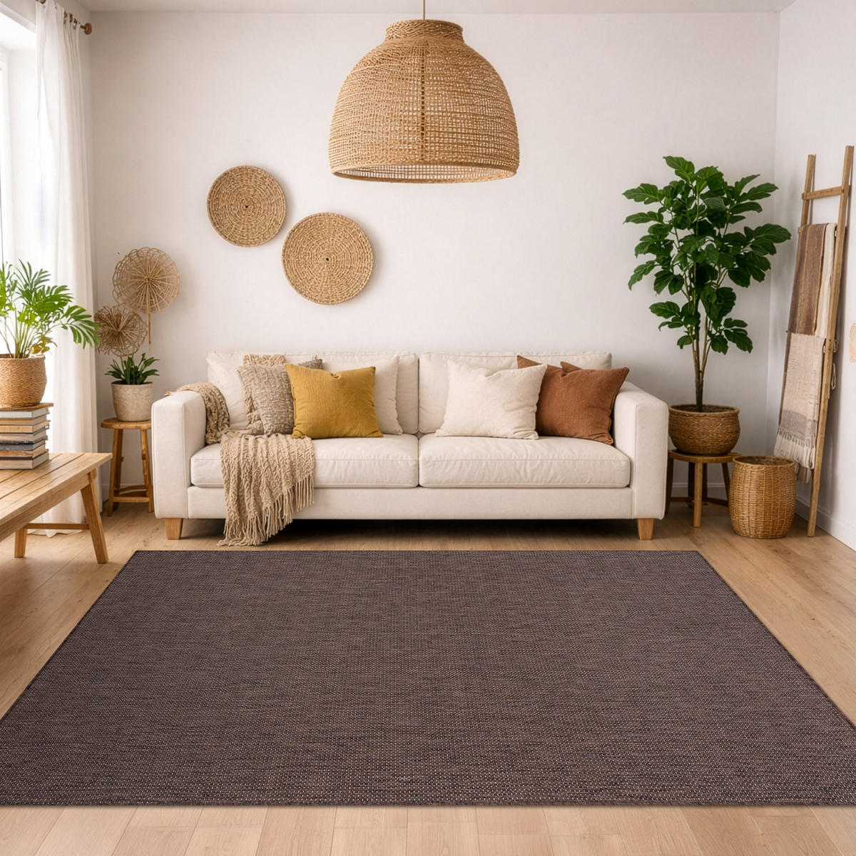 MATTA SISAL SION A5165A Melange Platt vävd brun 120/170 cm - Brun, Textil (120/170cm) - rugsX