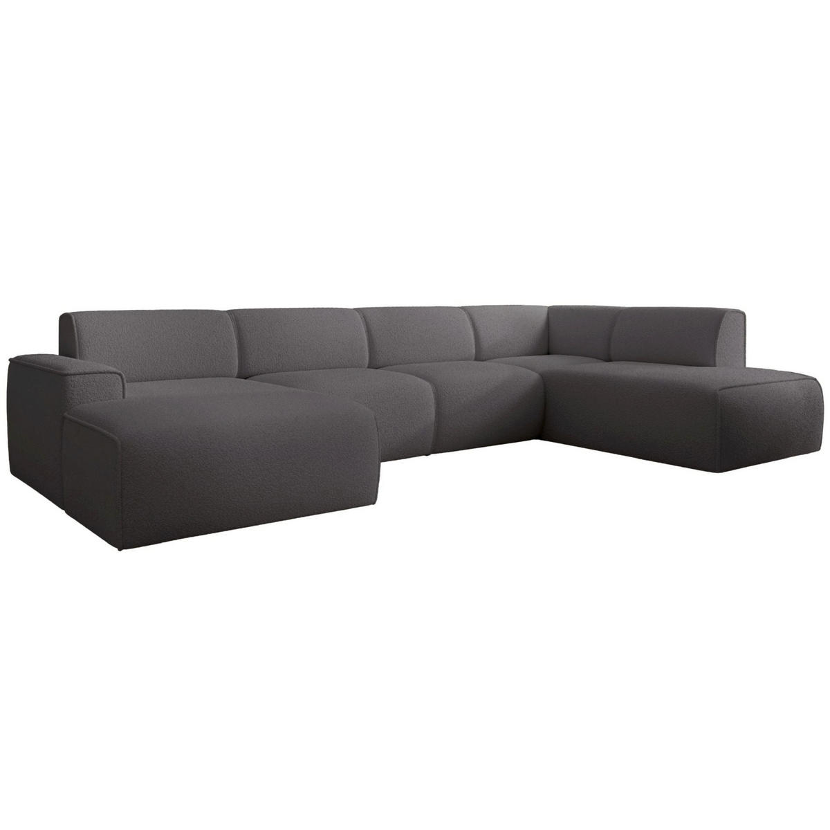 WOHNLANDSCHAFT Bouvi Dunkelgrau rechts - Dunkelgrau/Schwarz, Kunststoff/Textil (220/378cm) - Selsey