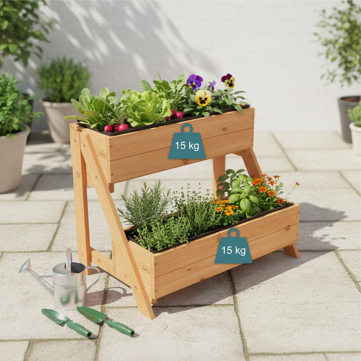 VERTIKÁLNY záhon - oranžová, drevo (62.5/51.5/44cm) - Relaxdays