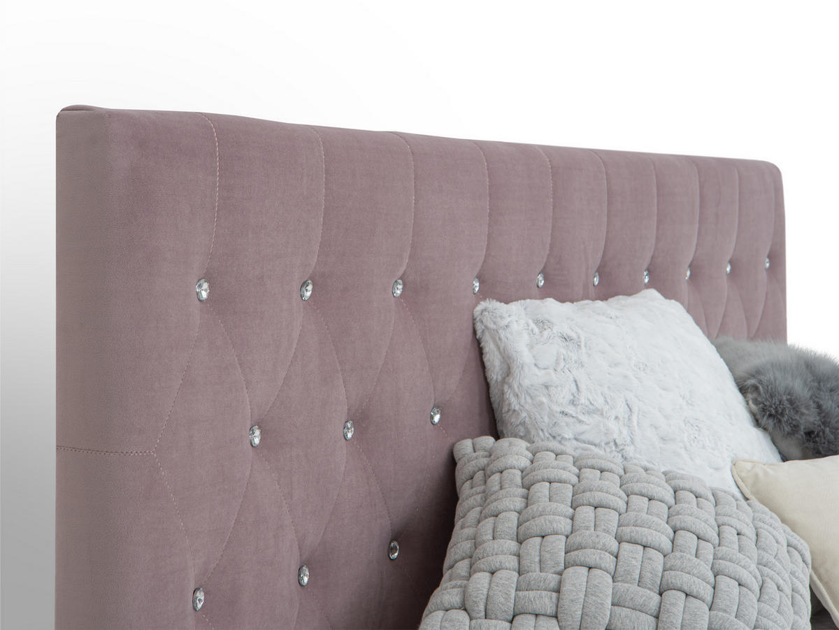 BOXSPRINGBETT Sira Rosa 160/200 cm H2/H3 Samt - Rosa, Textil (160/200cm) - wonello