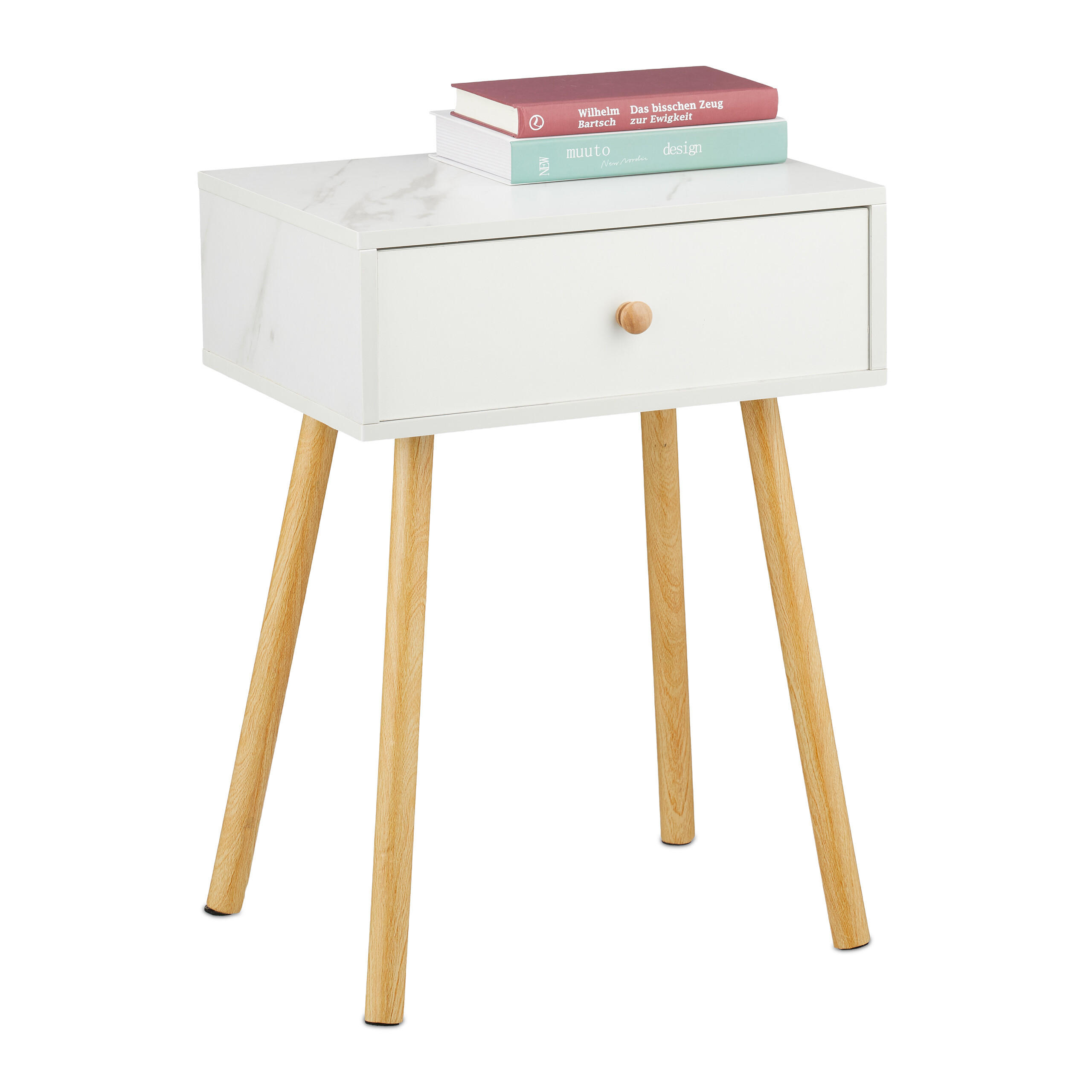 NACHTTISCH - Weiß, Holz/Holzwerkstoff (40/55/32cm) - Relaxdays