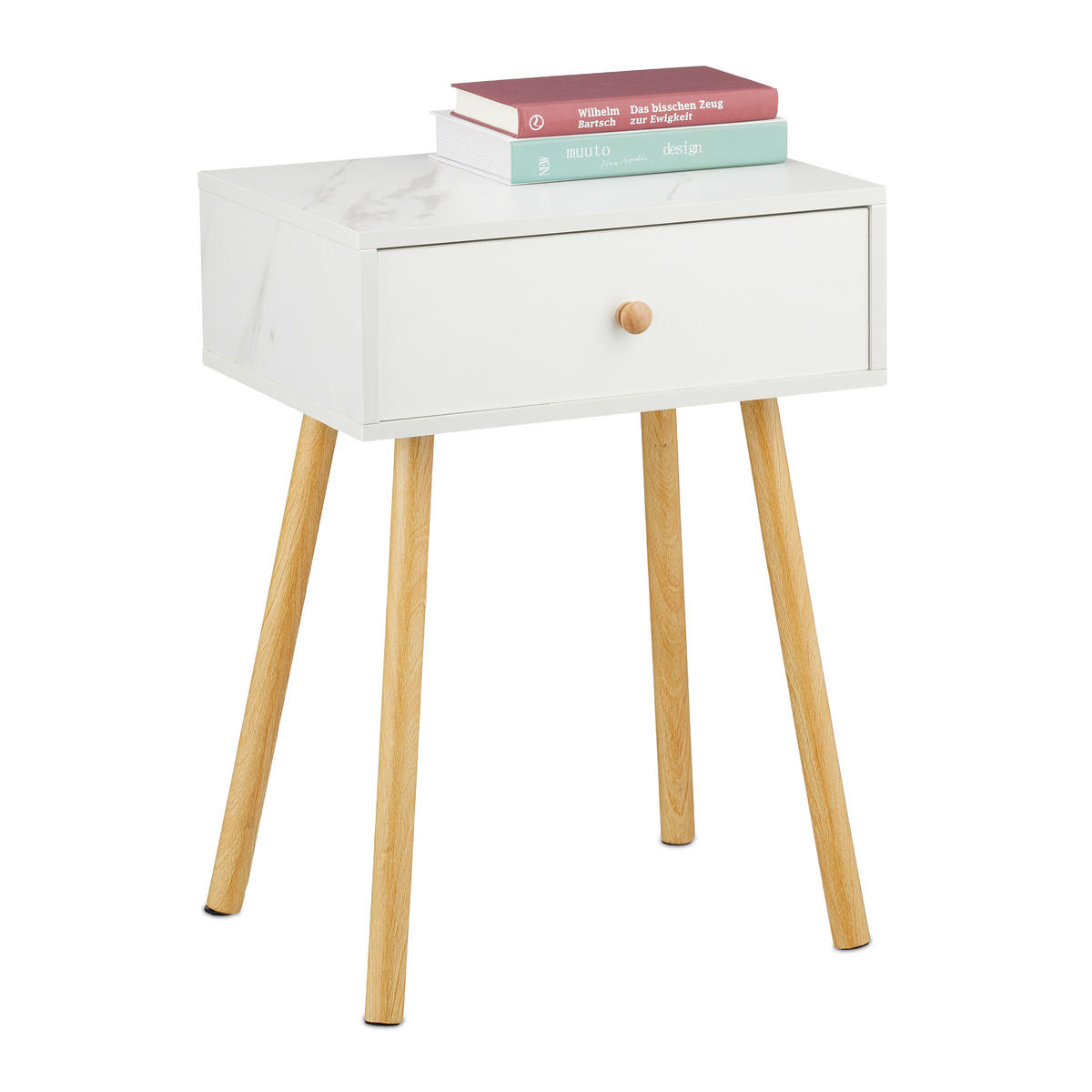 NACHTTISCH - Weiß, Holz/Holzwerkstoff (40/55/32cm) - Relaxdays