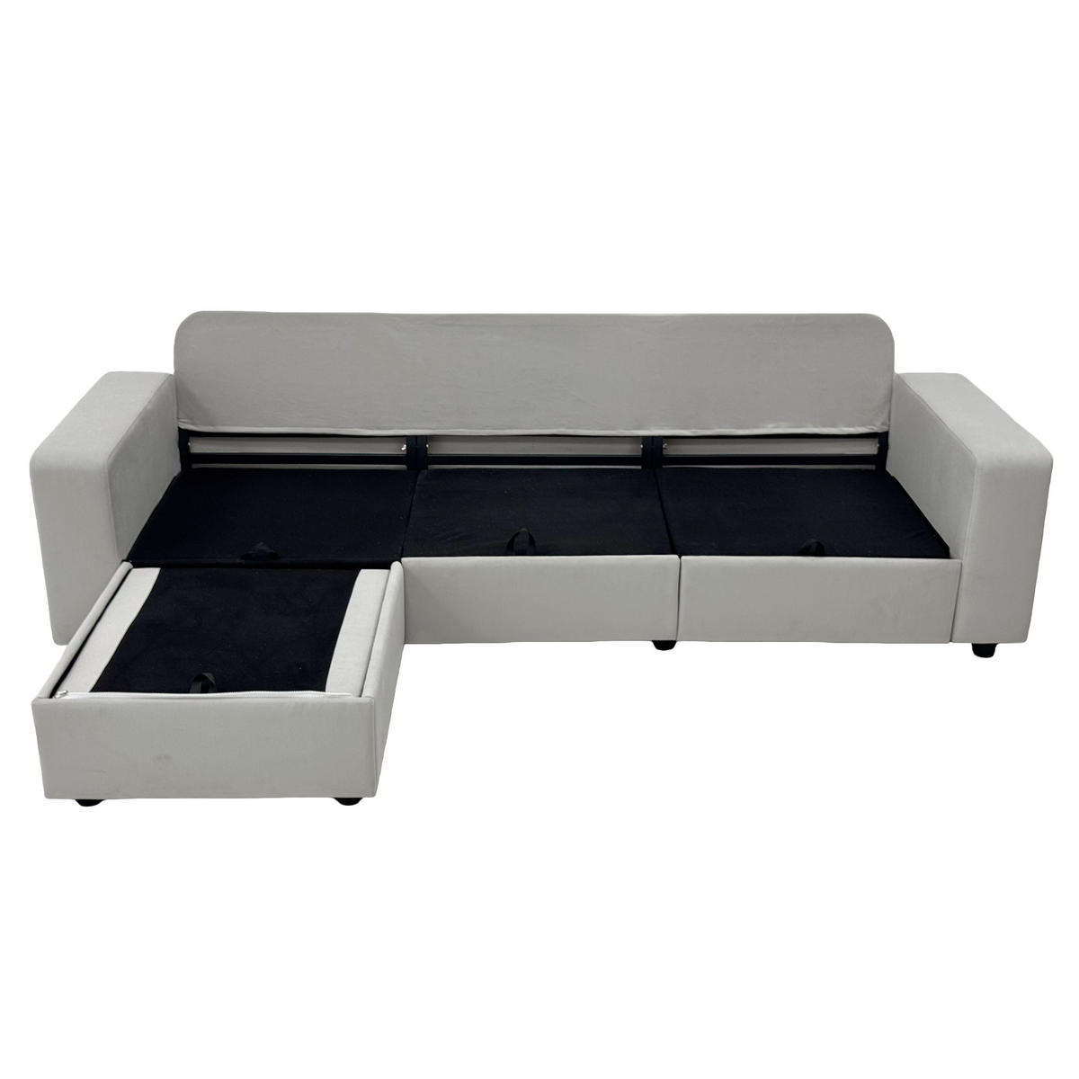 ECKSOFA DE-35065 mit Stauraum Hellgrau - Hellgrau, Metall (150.5/245.5cm) - ComfortXL