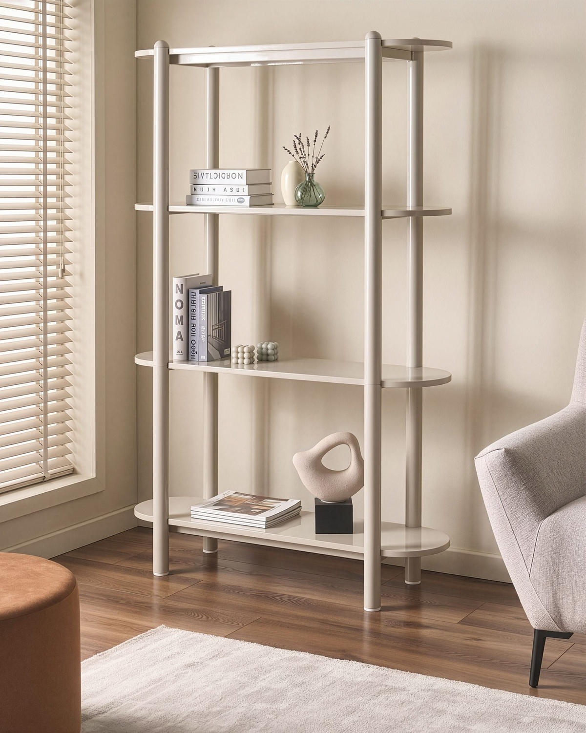 BIBLIOTECĂ cu 3 niveluri 170 cm bej Granity - bej, compozit lemnos (110/170/30cm) - Beliani