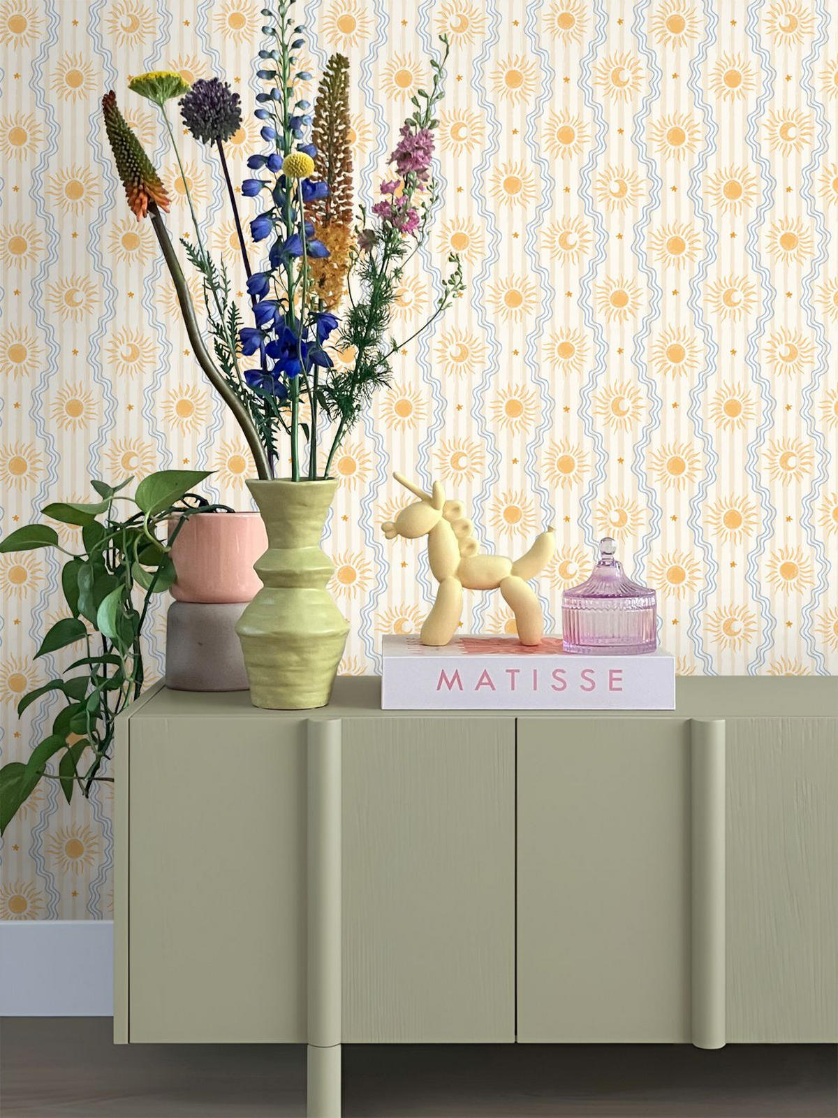 TAPETE Retro-Ornamente 50 x 900 cm - Gelb, Papier (50/0.1cm) - ESTAhome