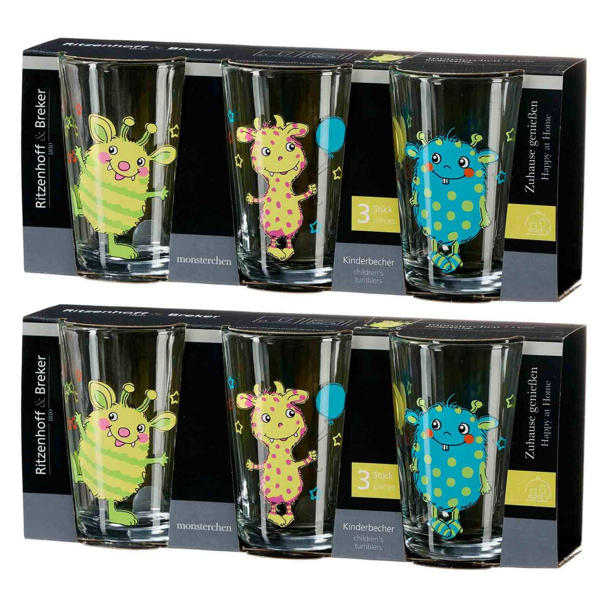 KINDERGLÄSER Monsterchen bunt 205 ml 6er Set - Multicolor, Glas (0.205L) - Ritzenhoff Breker