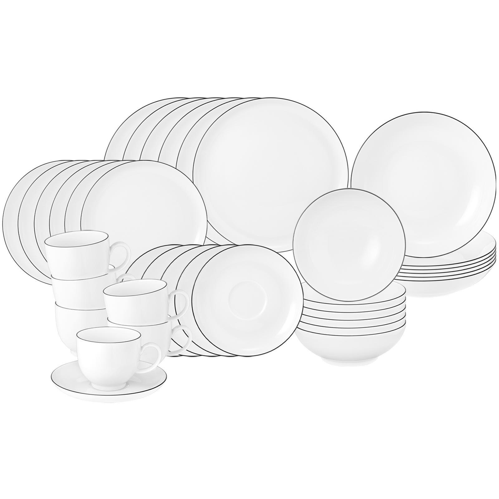 KOMPLETT-SERVICE Lido Black Line weiß 36er Set - Weiß, Keramik (1/1/1cm) - Seltmann Weiden