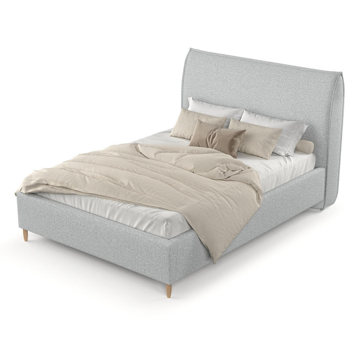POLSTERBETT Mira 120/200 cm Hellgrau im Riva Stoff - Hellgrau/Naturfarben, Holz/Holzwerkstoff (120/200cm) - AltaBeds