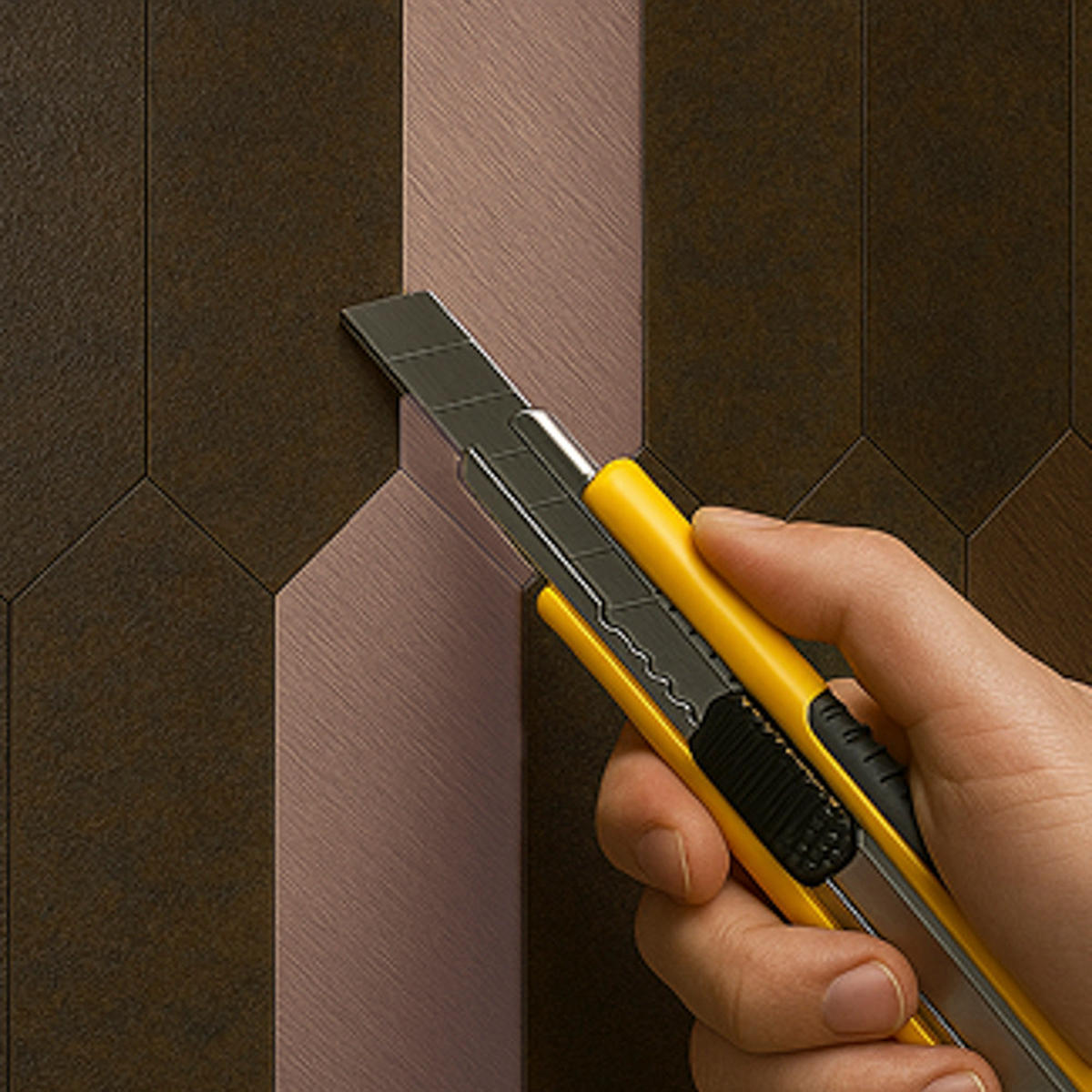 FLIESENAUFKLEBER 1 Stück 30,5 x 30,5 cm Selbstklebende Fliesen - Moro Rame - Roségold/Braun, Kunststoff (30.5/0.4/30.5cm) - Mazovia