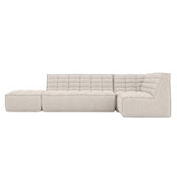 ROHOVÁ SEDAČKA modulární ve tvaru L s taburetem, plyšová tkanina Pop, Béžová, Pravá strana, LAZY L s taburetem - béžová, dřevo (333/173cm) - Kaiser Möbel