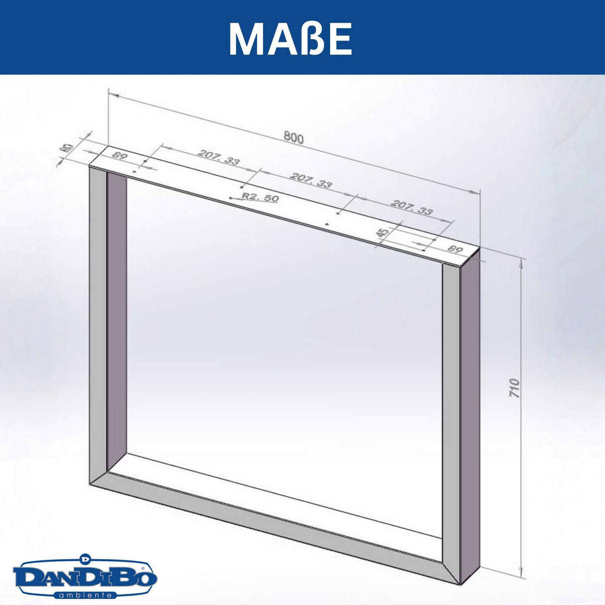 TISCHBEINE 2x Edelstahl 72 x 80 cm Tischgestell Höhenverstellbar Tischfüße - Edelstahlfarben, Metall (80/72/8cm) - DanDiBo