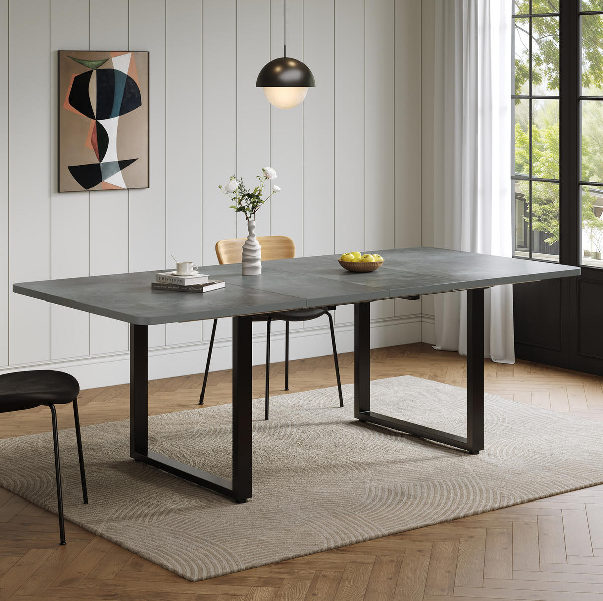 AUSZIEHTISCH 220/90/75 cm Grau Esstisch aus MDF mit 3-stufigem Auszug - Grau, Holzwerkstoff (220/90/75cm) - OKWISH