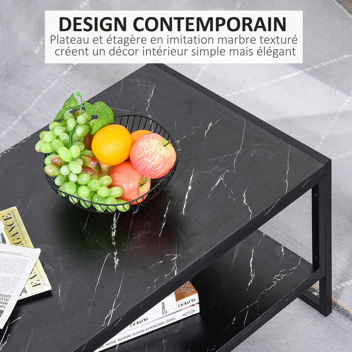COUCHTISCH Schwarz 106/50/47 cm - Schwarz, Holz (50/106/47cm) - PANGIVO