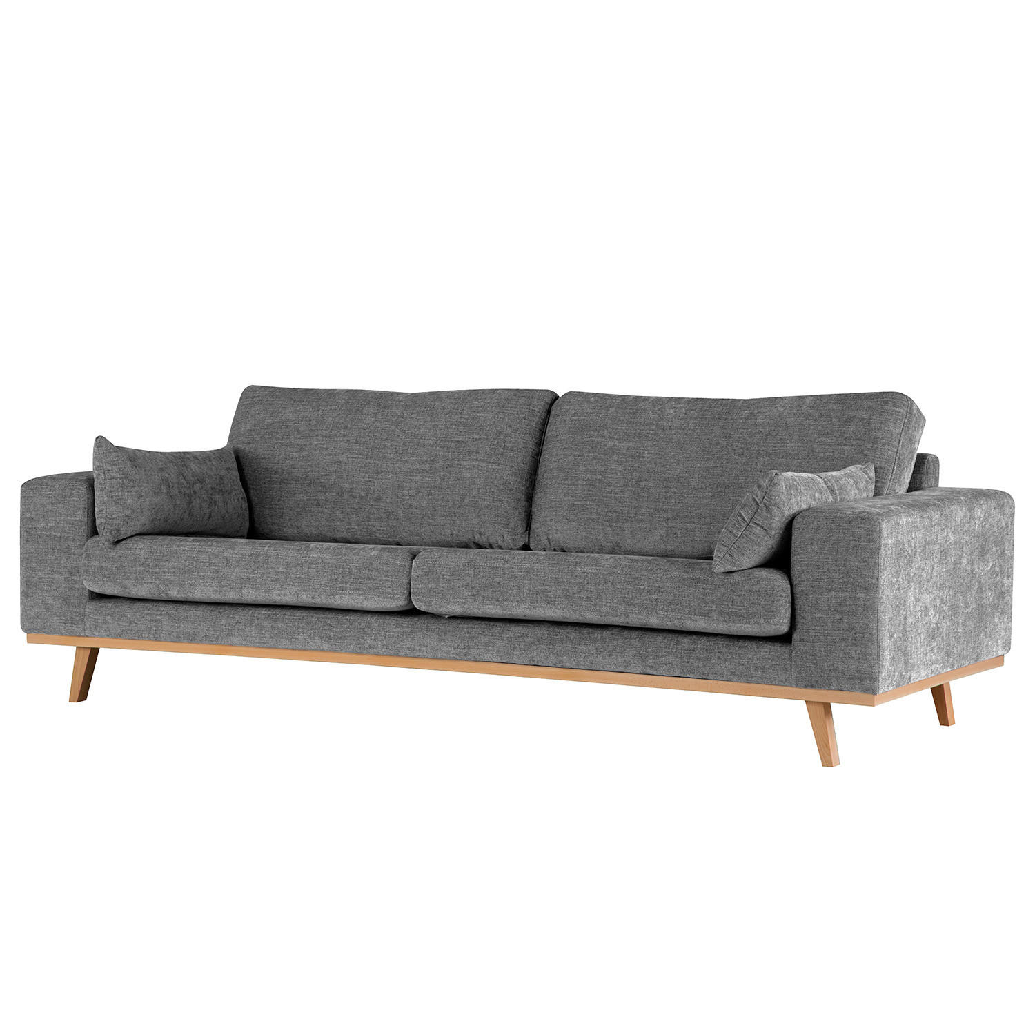 3-SITZER SOFA - Dunkelgrau/Buchefarben, Buchenholz/Textil (237/81/88cm) - home24