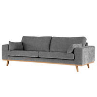 3-SITZER SOFA - Dunkelgrau/Buchefarben, Buchenholz/Textil (237/81/88cm) - home24
