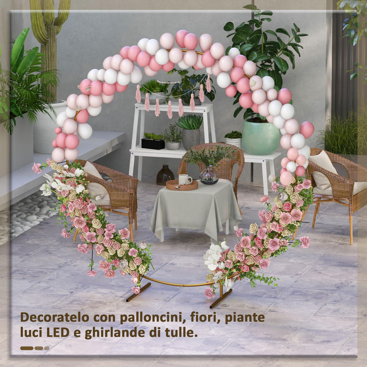 GARTENBOGEN,RUND Stahl Hochzeit Ballon 222x60x224cm,gold - Goldfarben, Metall (13.5/25/72.5cm) - Vallsero