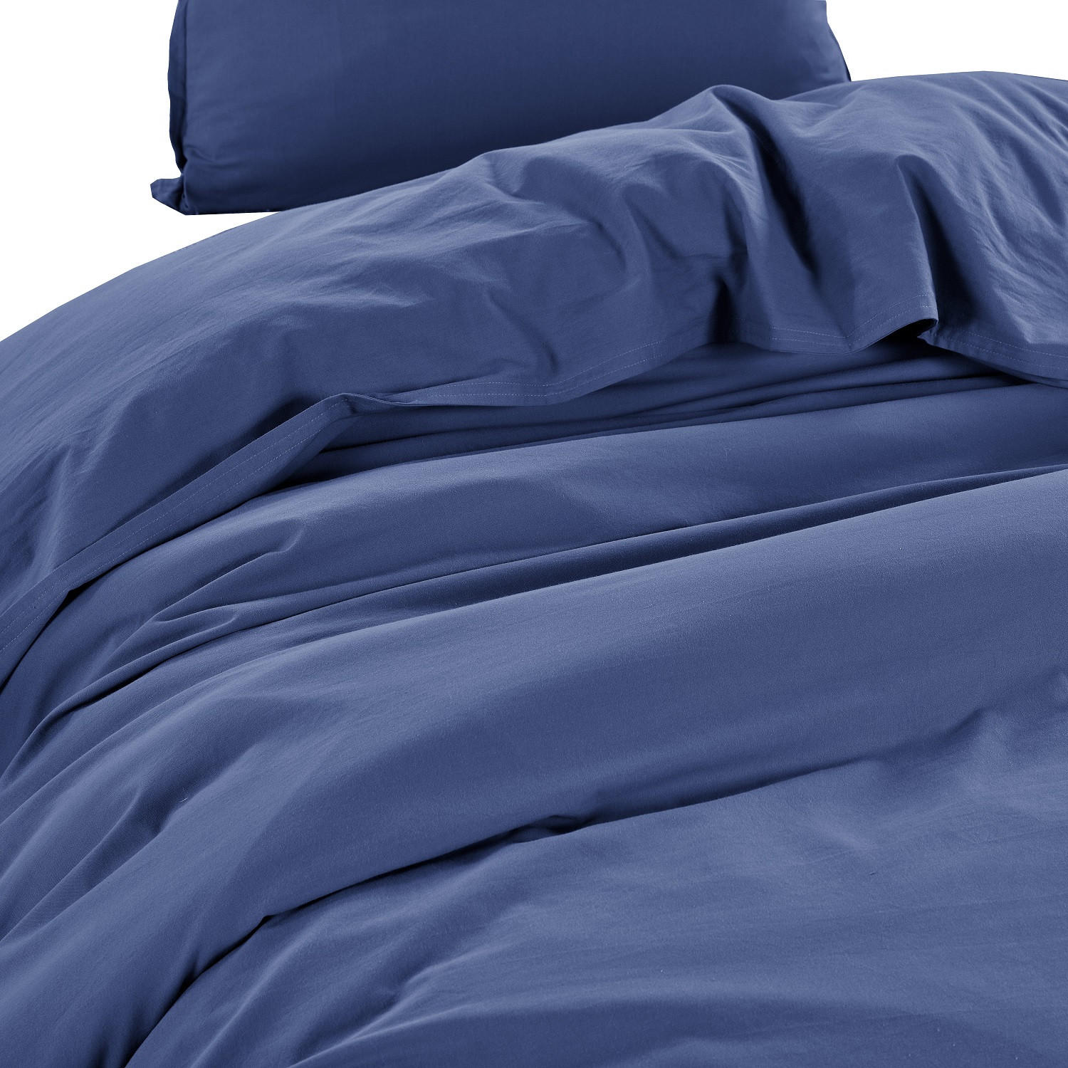 BETTWÄSCHE Stone Washed blau 155/220 cm 100% Baumwolle Used-Effekt mit Stehsaum - Blau, Textil (155/220cm) - wometo