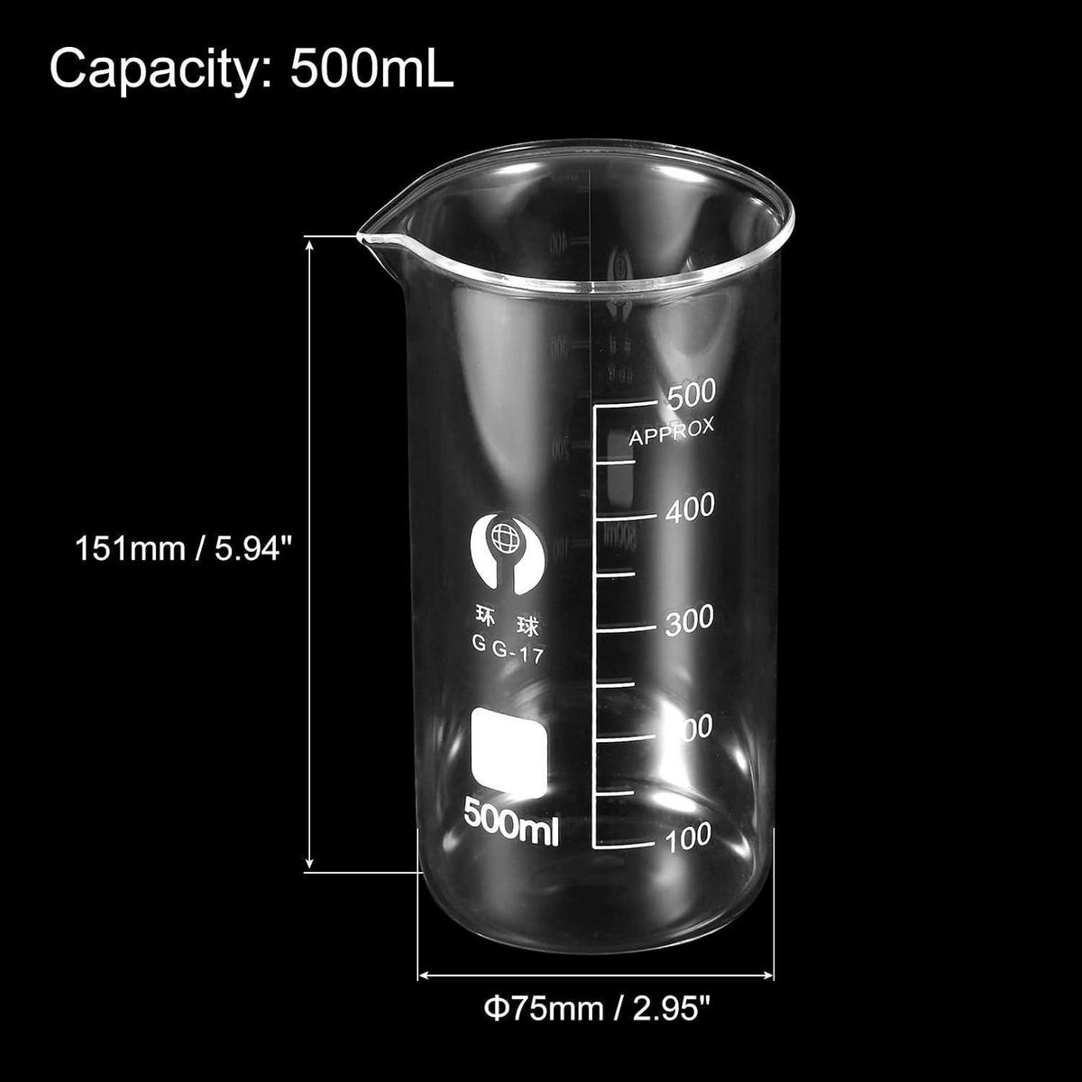 MESSBECHER 3er Set Borosilikatglas 500ml - Transparent, Glas (0.5L)