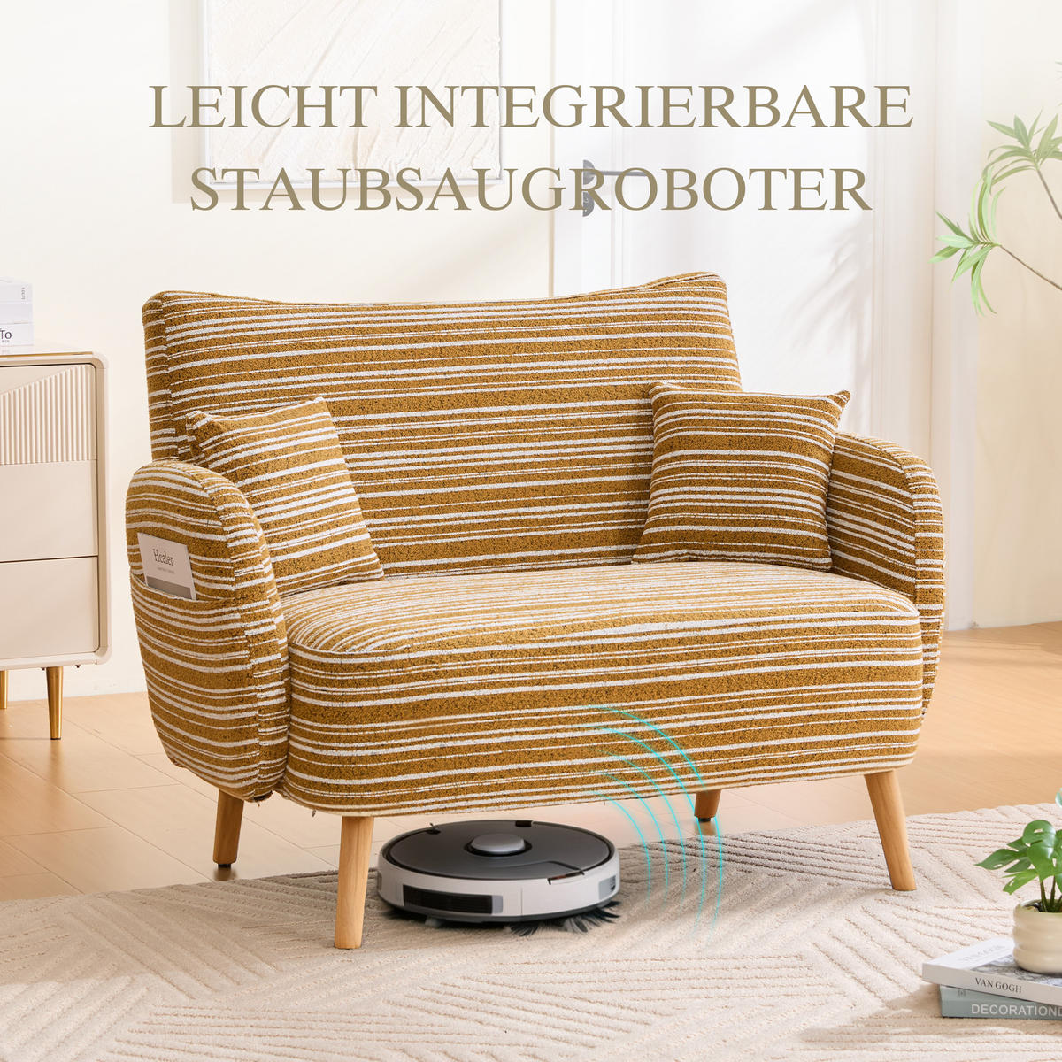 2-SITZER SOFA boucle senfgelb kompakt 121cm - Gelb, Textil (121/87/81.5cm) - Urban Meuble