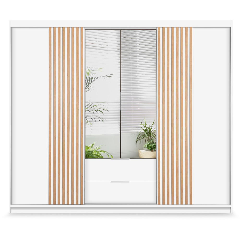 Beautysofa Drehtürenschrank Weiß 250x213x60 cm