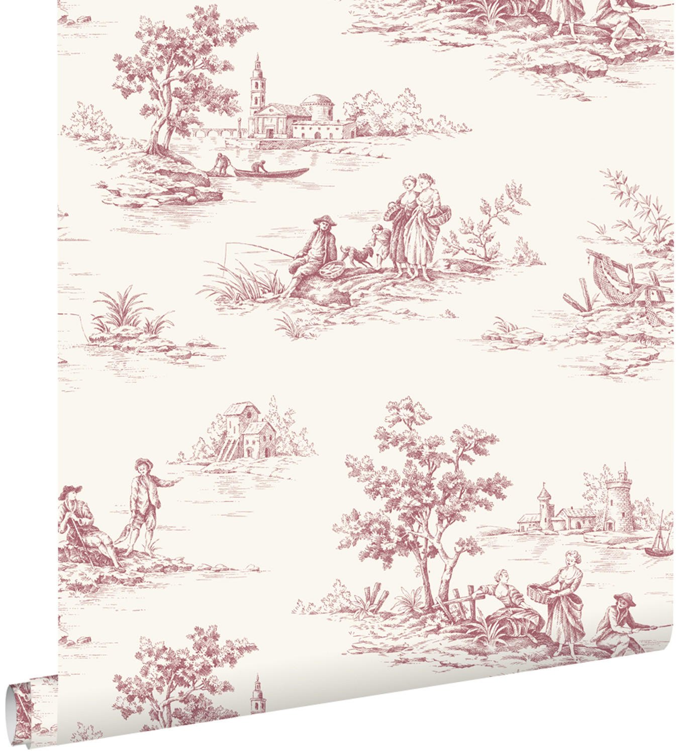 TAPETE Toile de Jouy 50 x 900 cm - Weiß, Papier (50/900cm) - ESTAhome