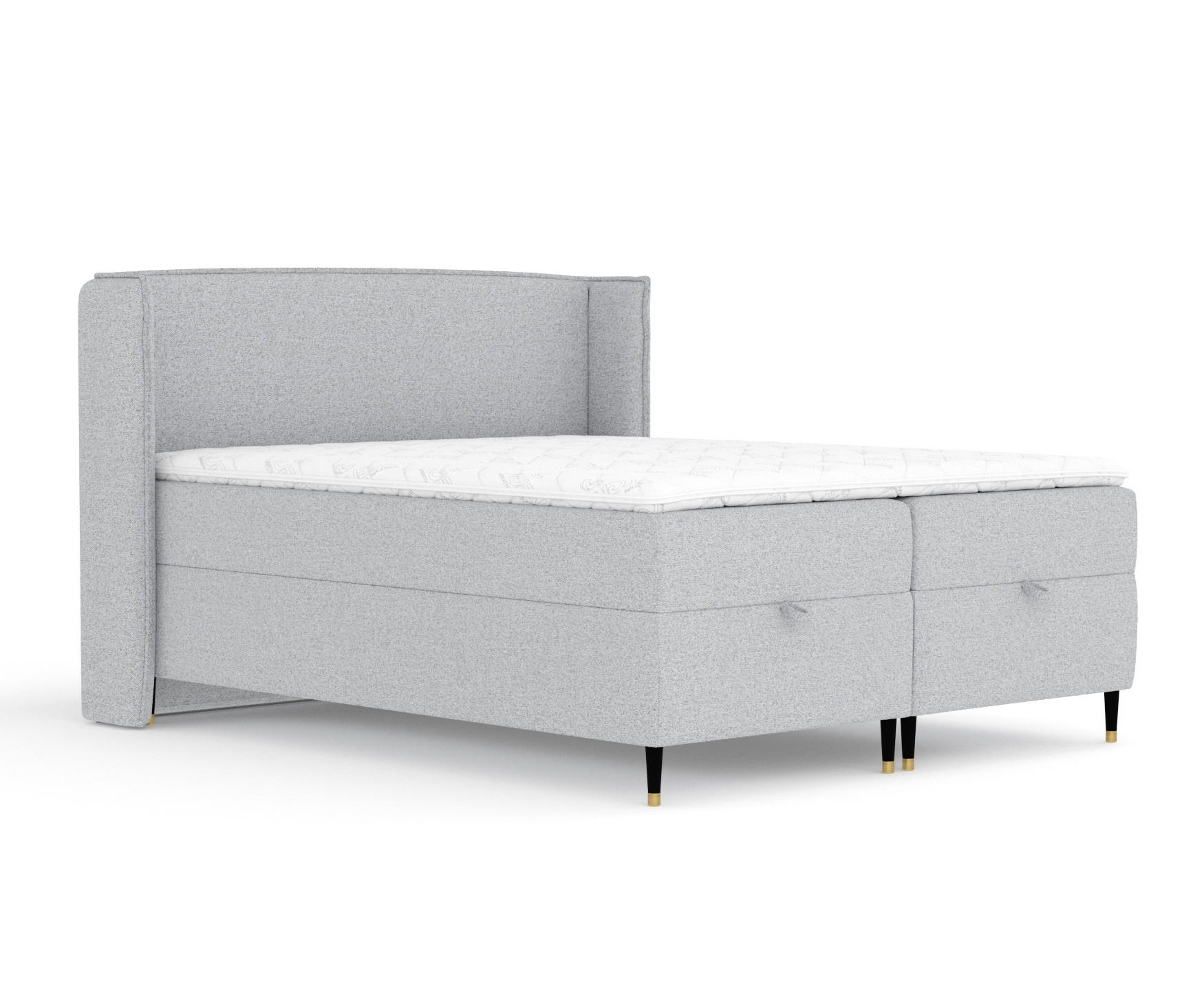 BOXBETT Monpelli Hellgrau 160/200 cm mit Matratze und Topper - Hellgrau/Schwarz, Holz/Holzwerkstoff (160/200cm) - Maison de Reve