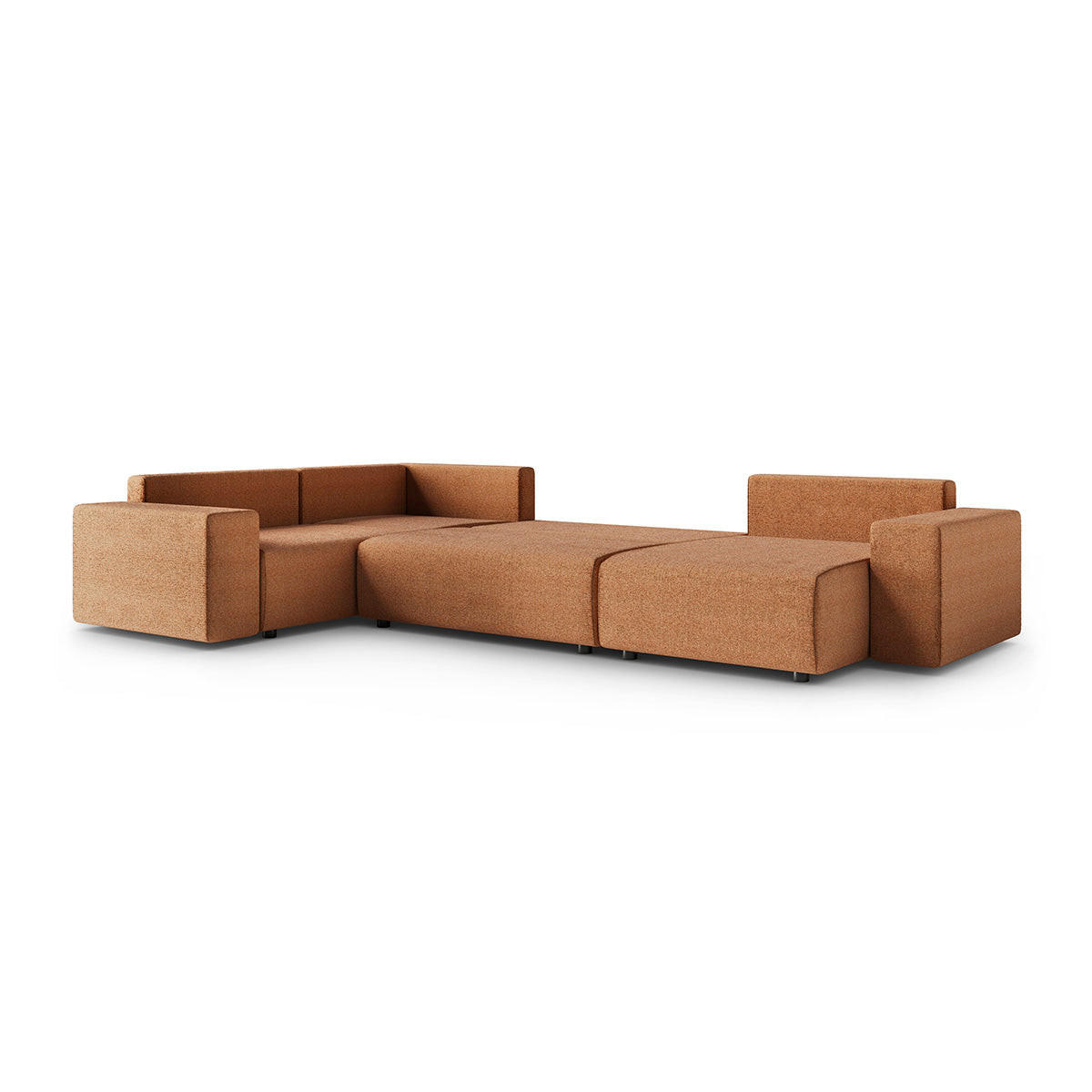 PANORAMASOFA Lorenzo 5 Sitzplätze Orange - Orange, Holz (378/85/236cm) - Petits-meubles