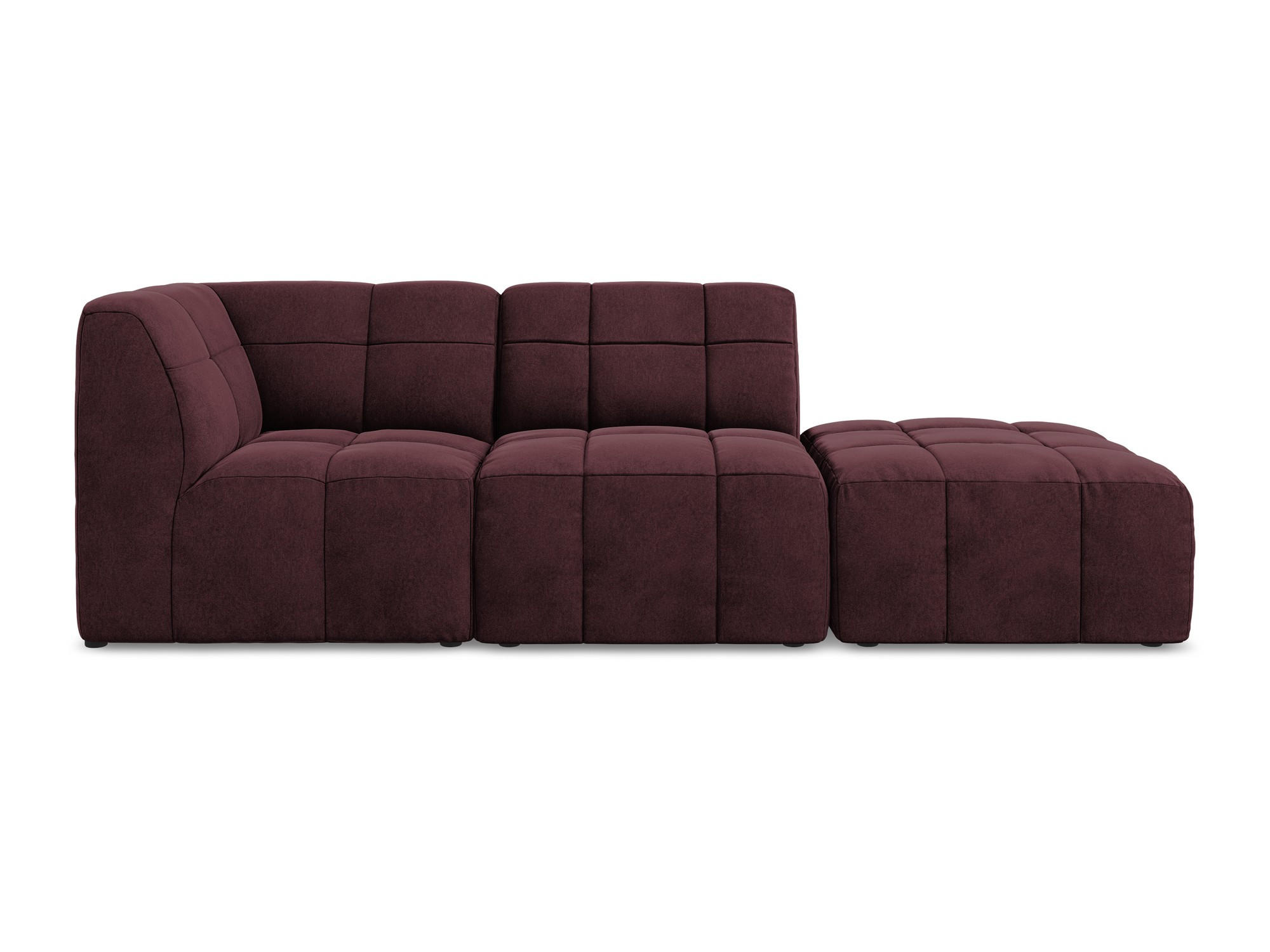 ECKSOFA Rechts Samt Stoff Rot - Weinrot/Schwarz, Holzwerkstoff/Kunststoff (240/90cm) - Makamii