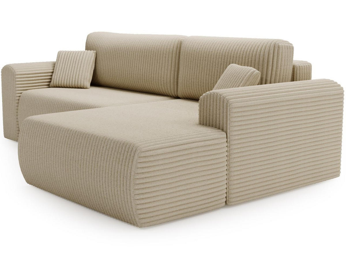 ECKSOFA Belvio Beige Rechts - Beige/Schwarz, Holz/Textil (257/177cm) - Graingold