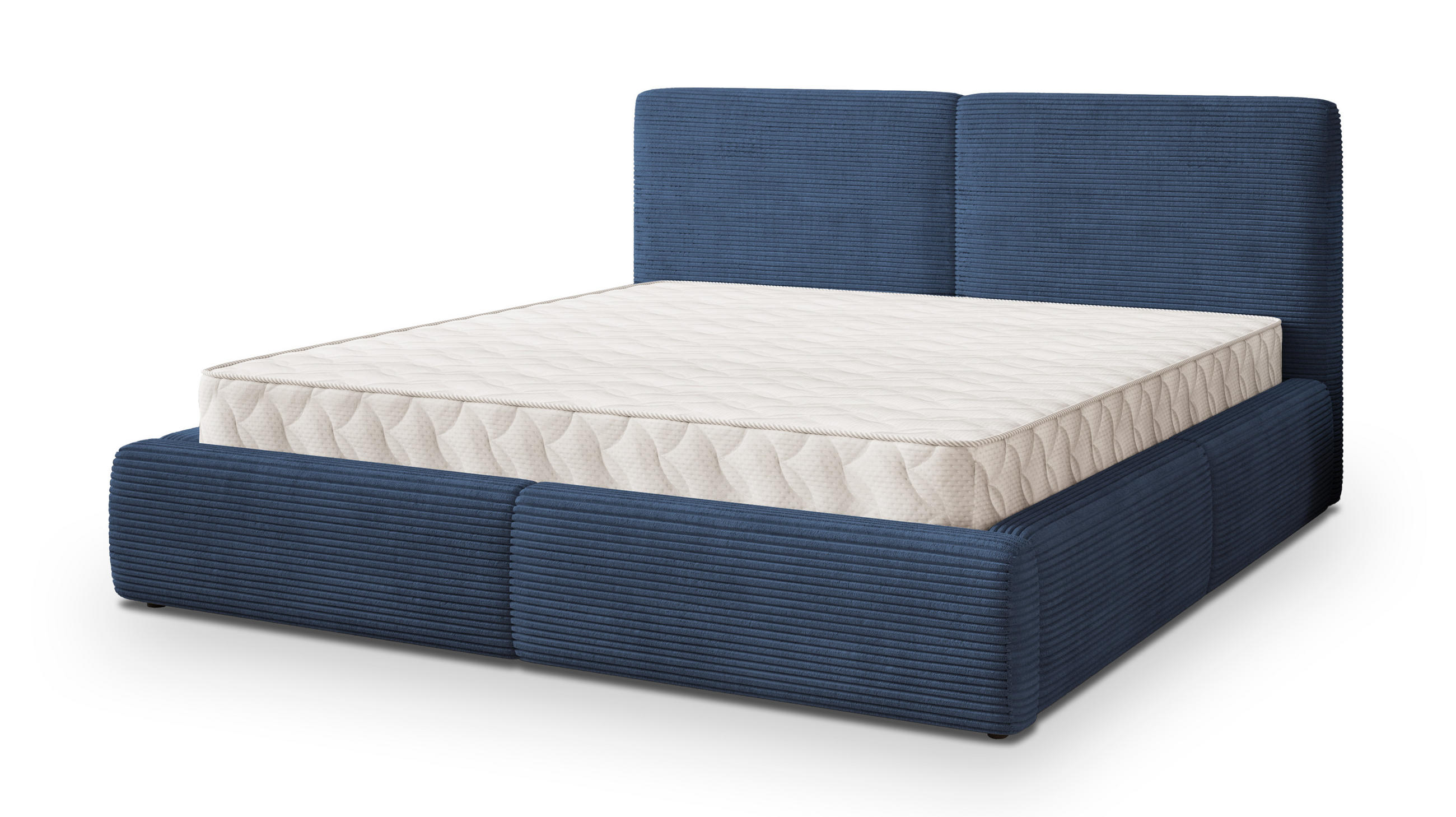 POLSTERBETT FELURO 180x200 cm mit Bettkästen - Blau - Blau, Holz (180/200cm) - MASSENO