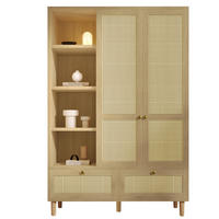 KLEIDERSCHRANK aus Holz mit Rattanoptik & 2 Schubladen, 120/50/180 cm, Eiche - Eichefarben, Holz (120/180/50cm) - Redom