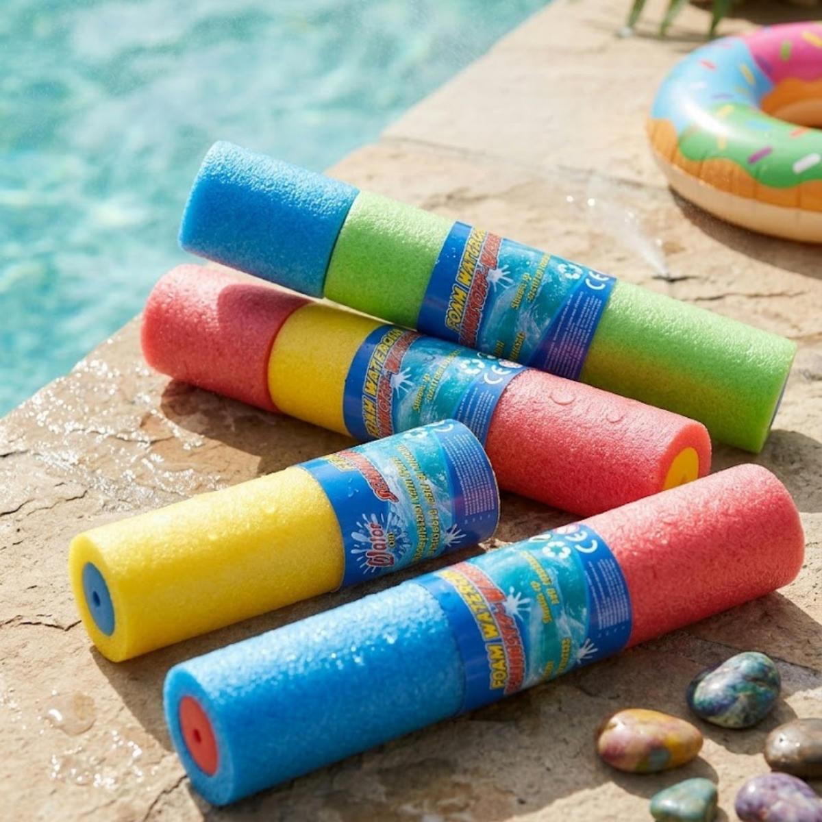 POOLKANONE XXL 12er Set 54 cm ausziehbar bis 102 cm für Garten Pool und Strand - Blau/Gelb, Kunststoff (55/35/10cm) - Sena