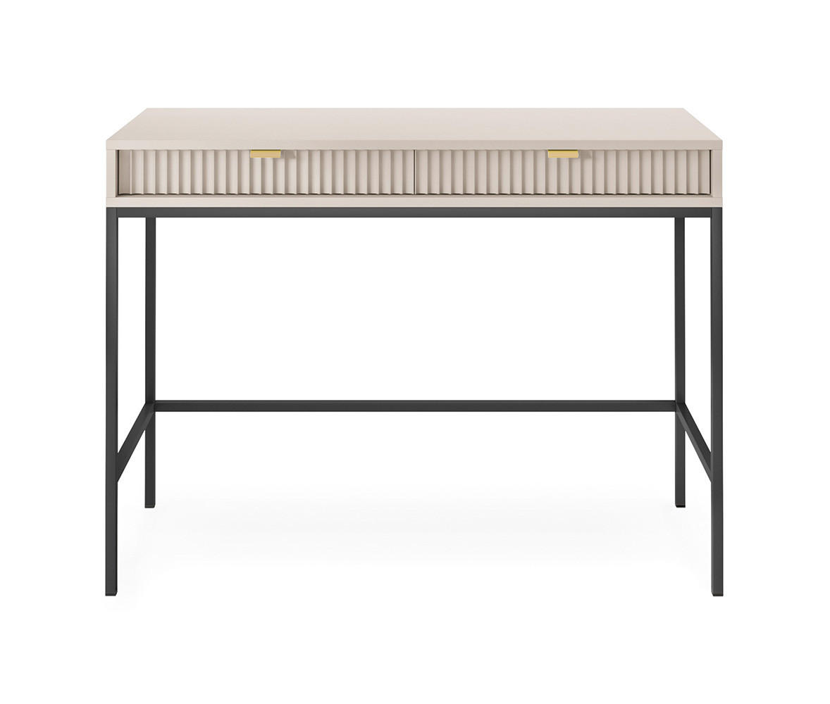 Thumbnail - Feldmann-Wohnen Schreibtisch, Kaschmir, Metall, 1 Fächer, 2 Schubladen, Rechteckig,Rechteckig, 104x78x50 cm, Arbeitszimm...