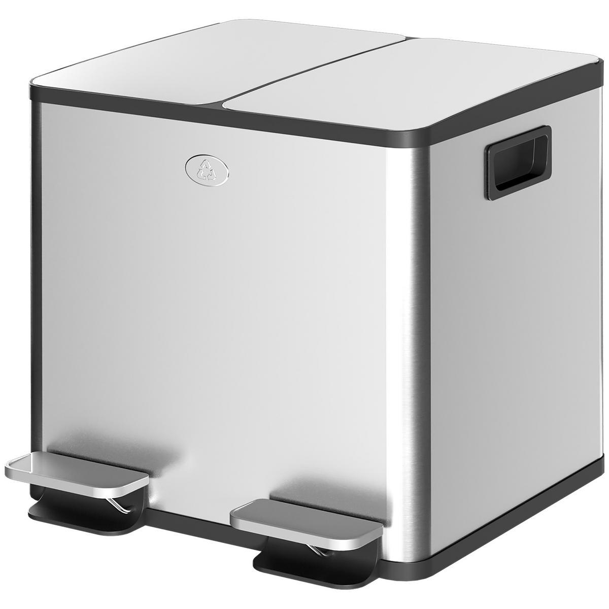 TRETEIMER mit 2 Fächern Silber 41,7/36,6/43,2 cm - Silberfarben, Metall (41.7/43.2/36.6cm)