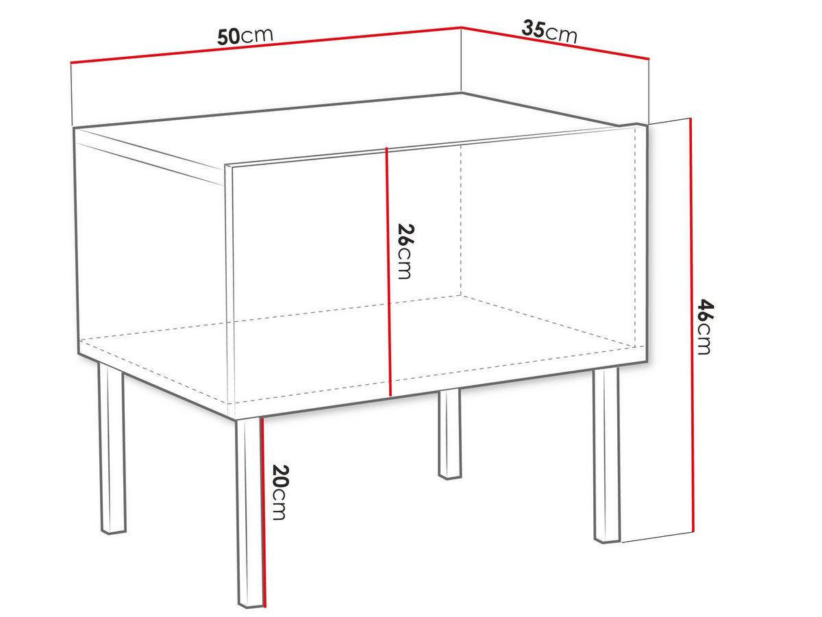 NACHTTISCH Exito 50 - Goldfarben/Weiß, Holzwerkstoff/Metall (50/46/35cm) - MIRJAN24